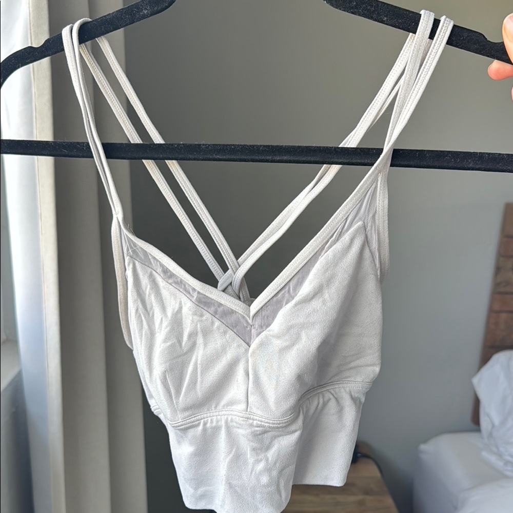 Women's White Strappy Sports Bra